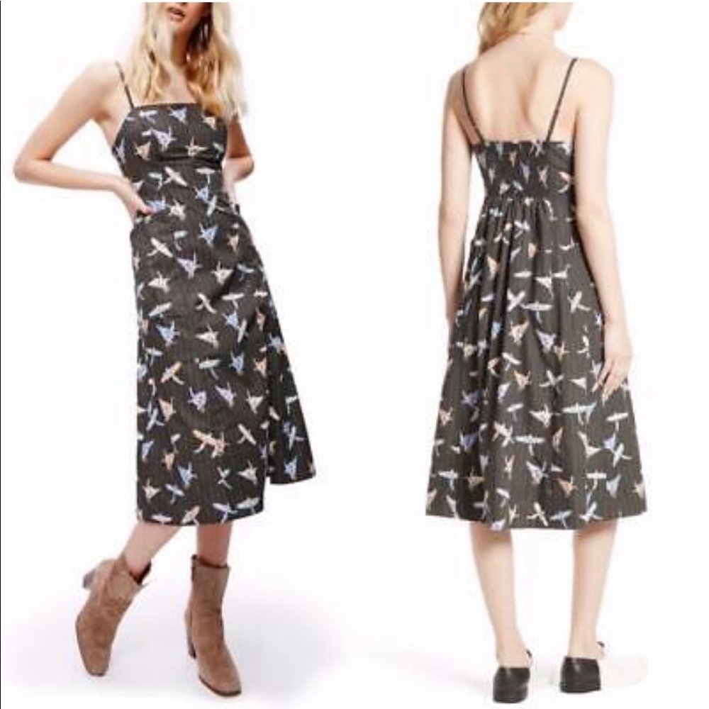 Free People Parrots Pin Striped Dress Size 6 Sunshine Of My Love
